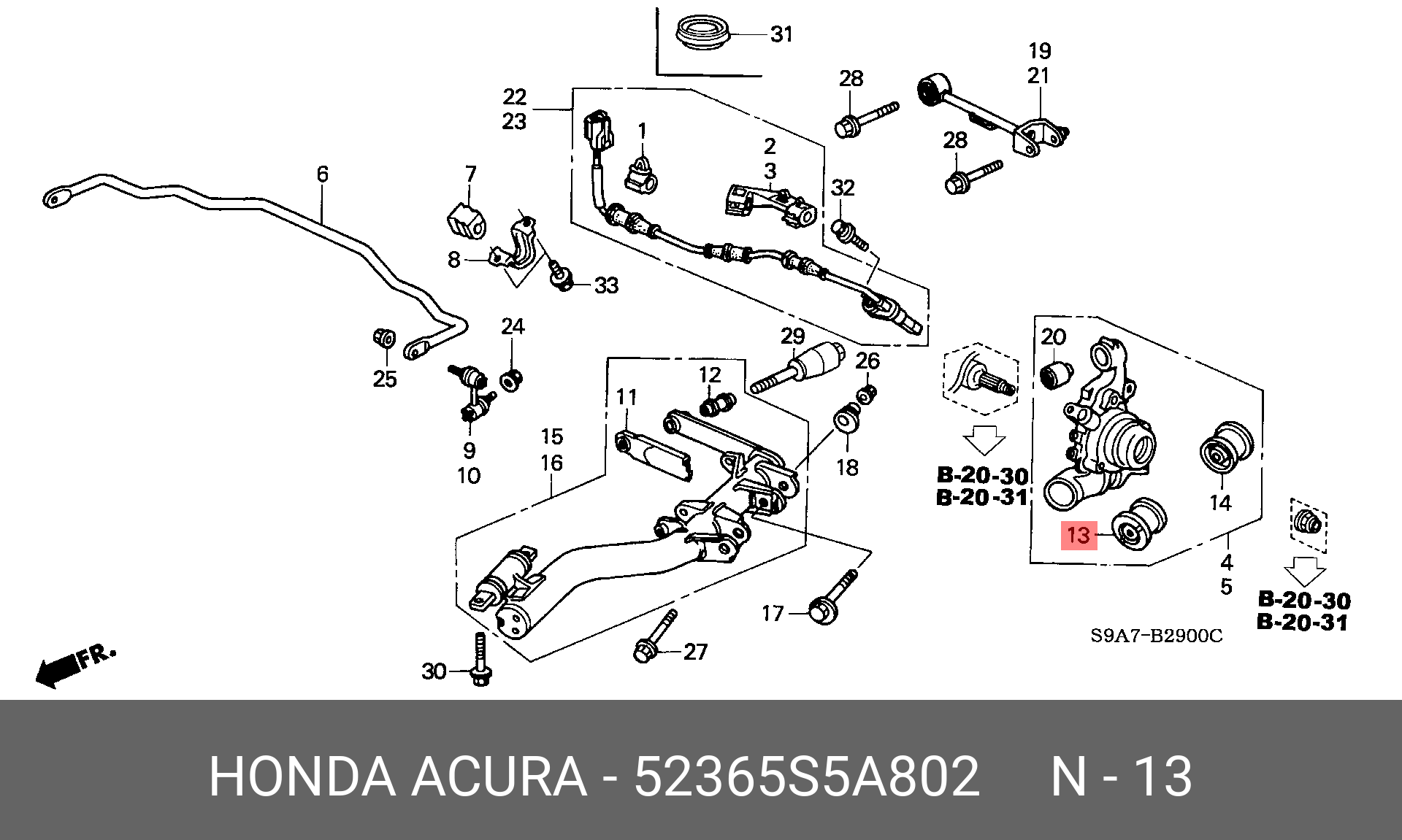 Сайлентблок рычага подвески | зад | - Honda 52365-S5A-802