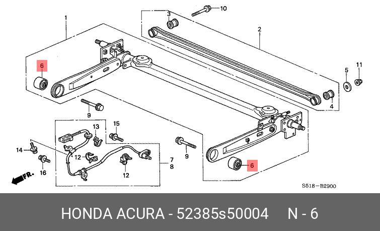 Сайлентблок балки моста  - Honda 52385-S50-004