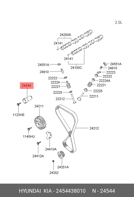 Датчик положения распредвала - Hyundai/Kia 2454438010