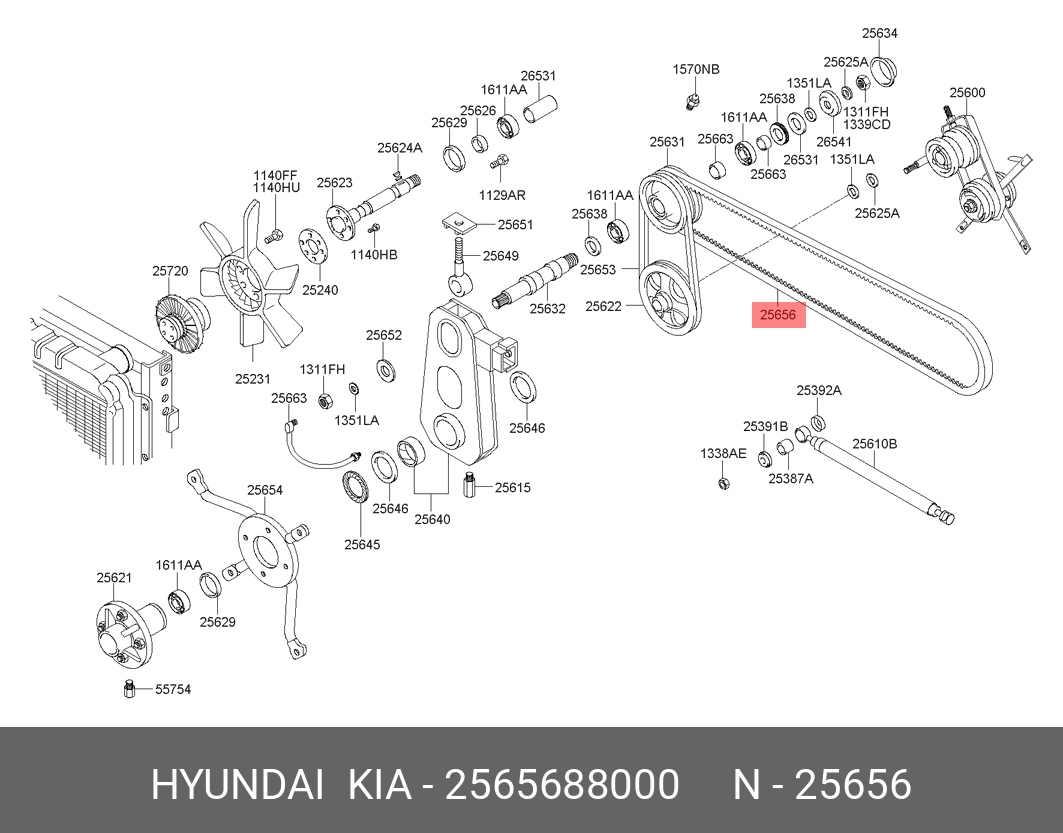 Приводной ремень l=80см - Hyundai/Kia 2565688000