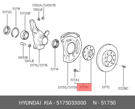 Ступица колеса - Hyundai/Kia 5175033000