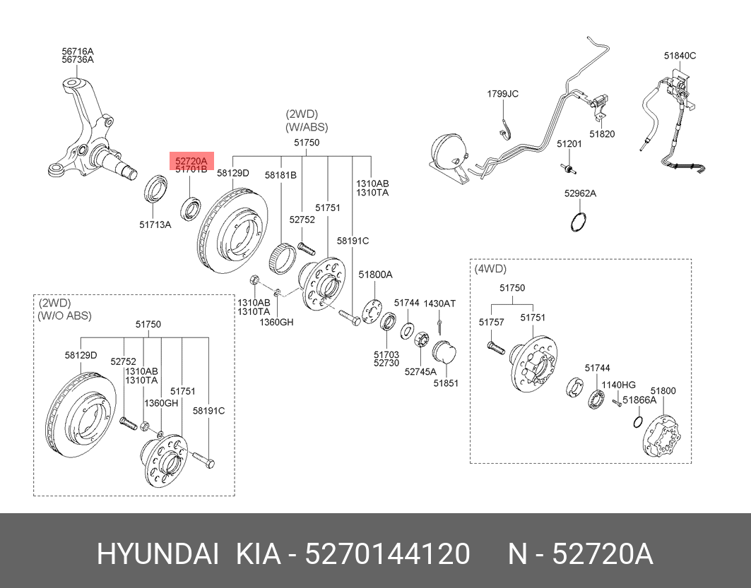 Подшипник ступицы колеса | перед | - Hyundai/Kia 52701-44120