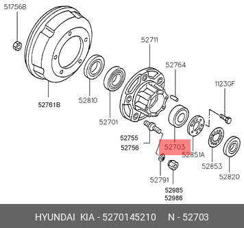 Подшипник передней ступицы внутренний hd 72 - Hyundai/Kia 5270145210