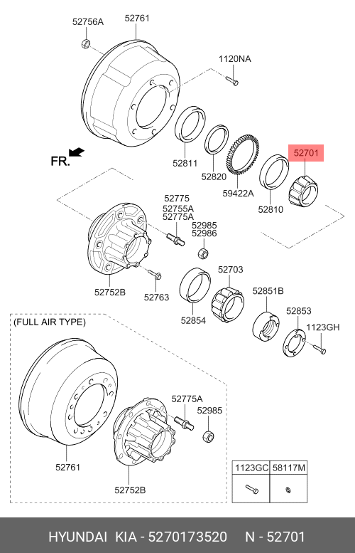 Подшипник ступицы колеса - Hyundai/Kia 5270173520