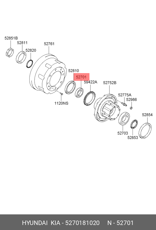 Шариковый подшипник d=44мм - Hyundai/Kia 5270181020