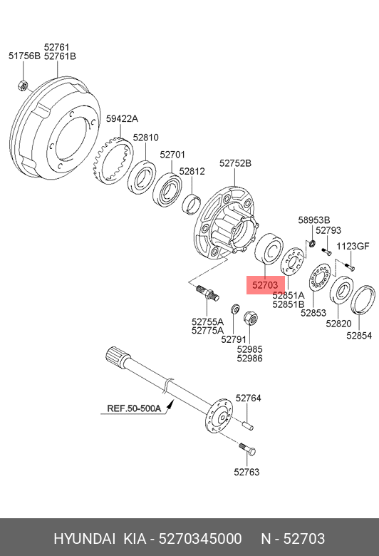 Подшипник ступицы задний наружный - Hyundai/Kia 5270345000