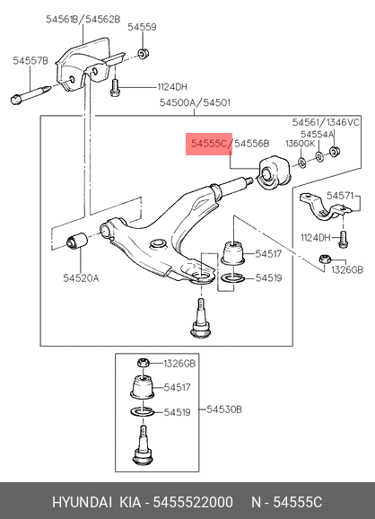 Сайлентблок - Hyundai/Kia 5455522000