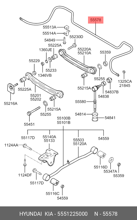 Стабилизатоp попеpечной устойчивости - Hyundai/Kia 55512-25000