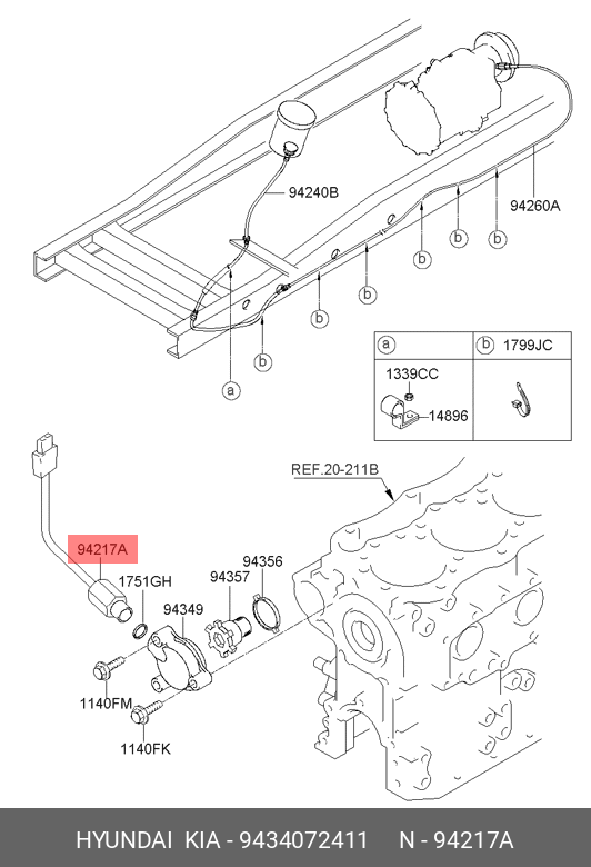 Датчик числа оборотов коленвала - Hyundai/Kia 9434072411