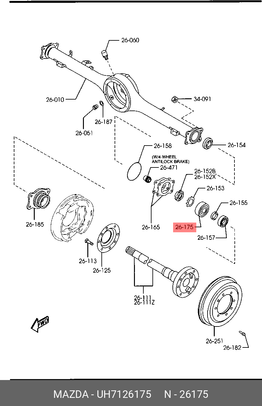 Комплект подшипника ступицы колеса | зад | - Mazda UH71-26-175