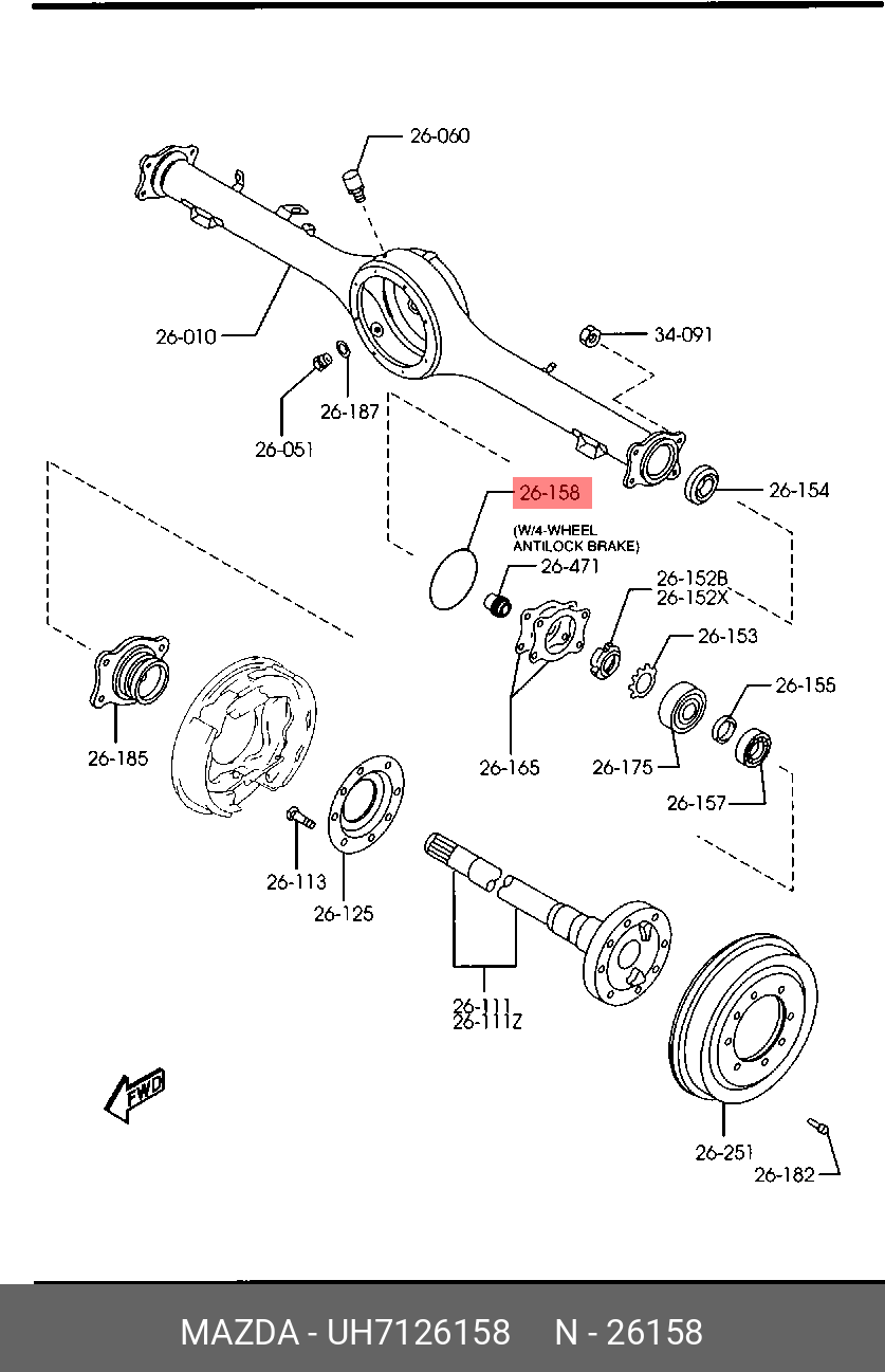 Комплект подшипника ступицы колеса - Mazda UH71-26-158