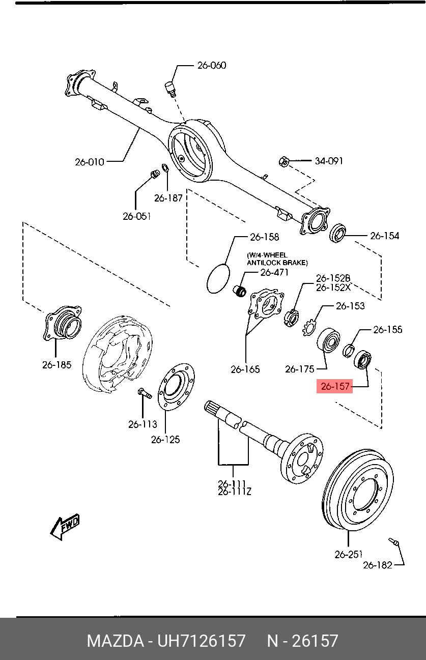 Подшипник ступицы колеса - Mazda UH71-26-157