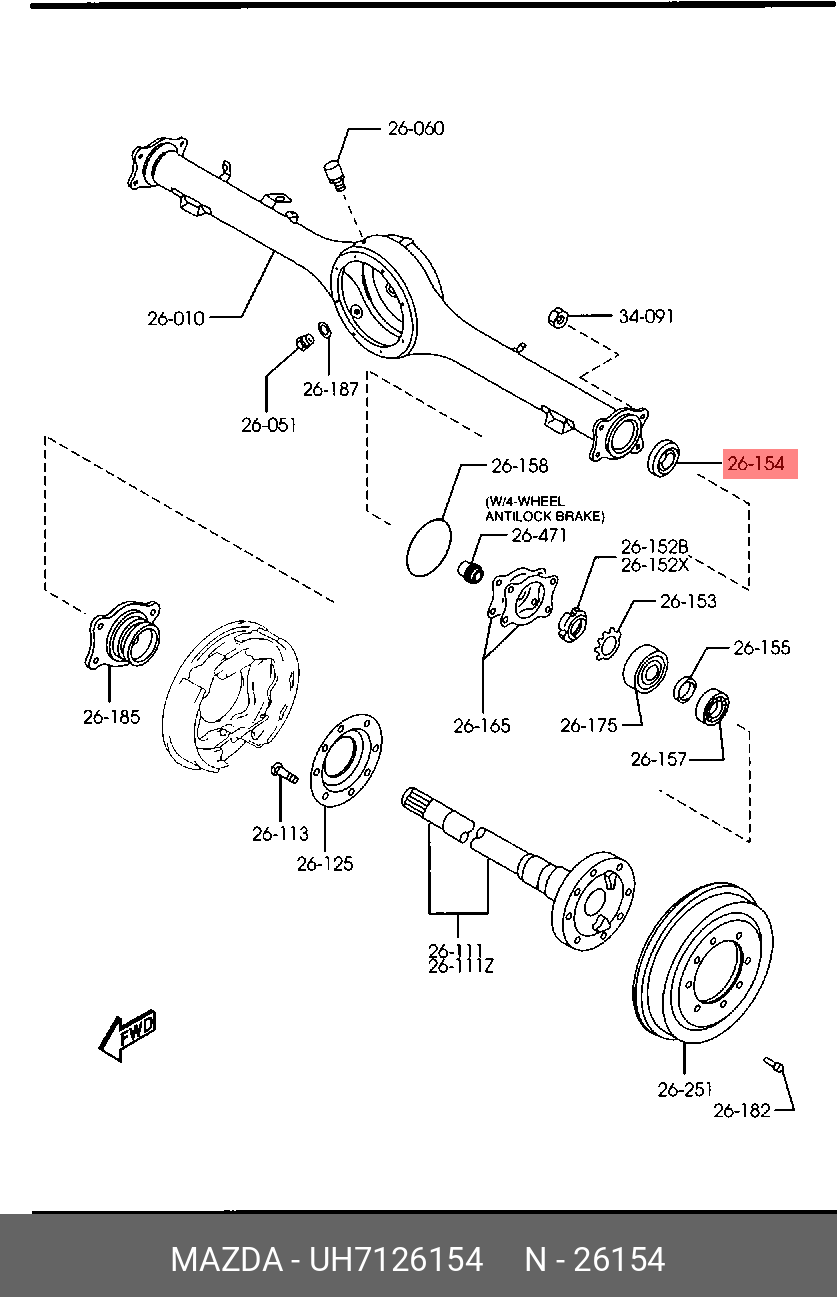 Комплект подшипника ступицы колеса - Mazda UH71-26-154