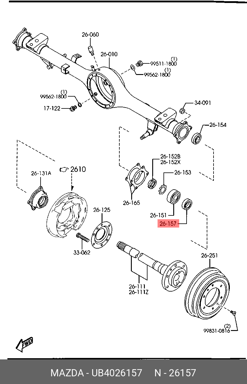Комплект подшипника ступицы колеса - Mazda UB40-26-157