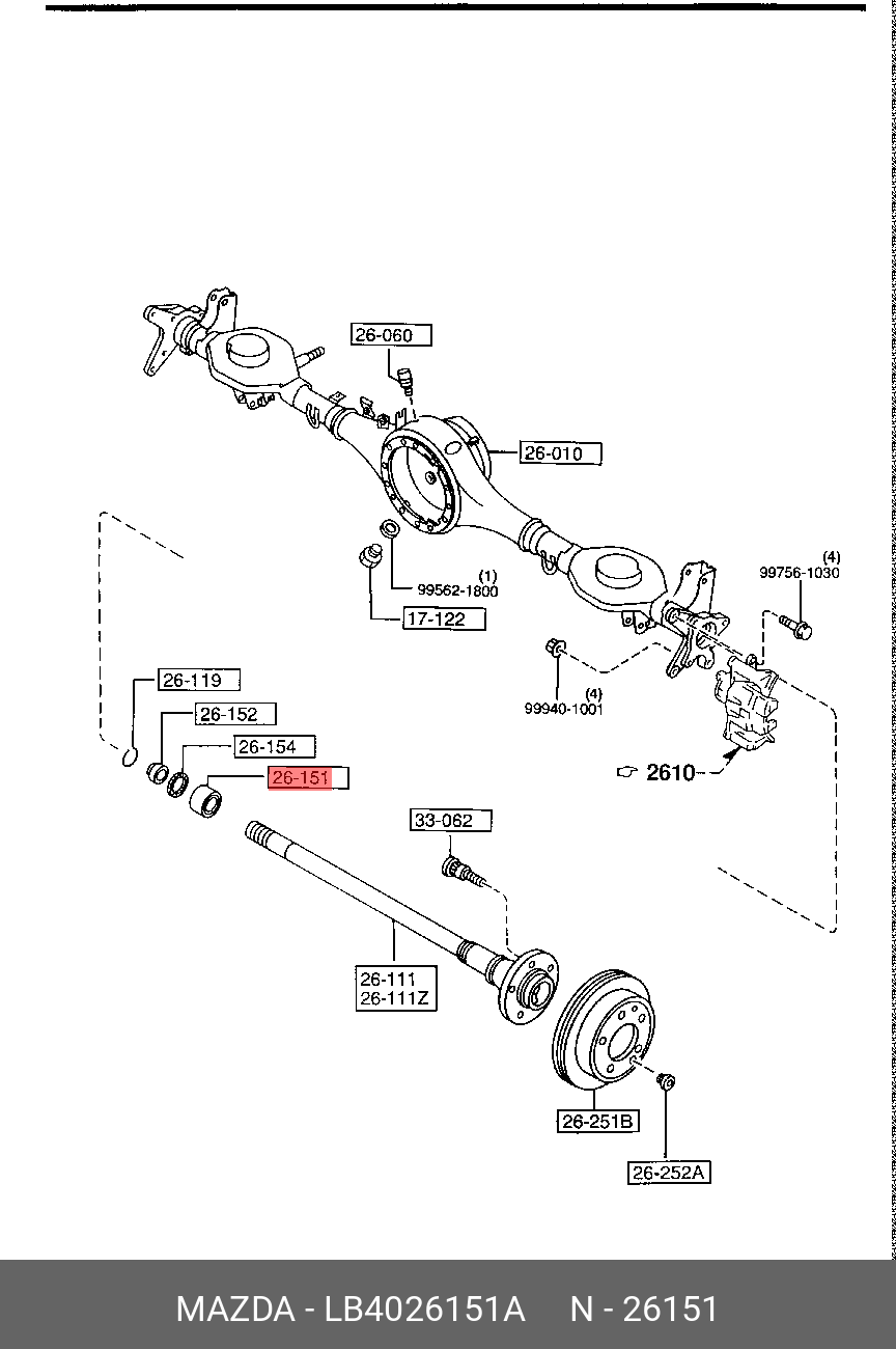 Комплект подшипника ступицы колеса - Mazda LB40-26-151A