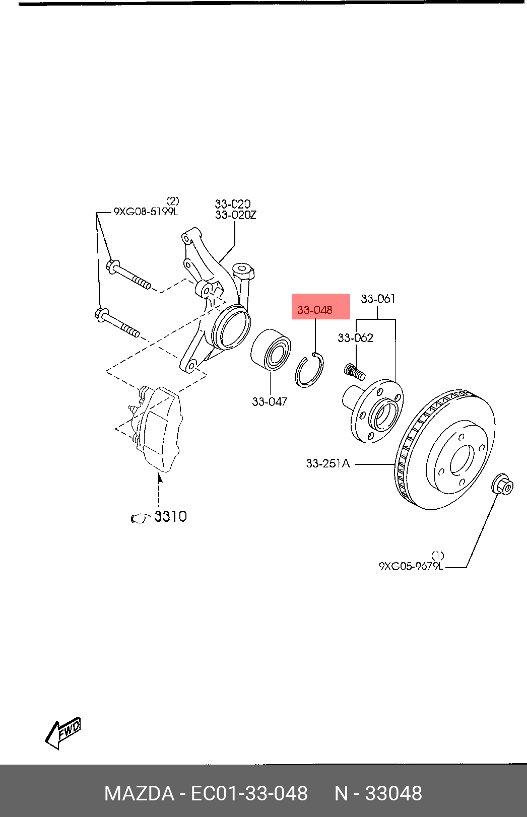 Комплект подшипника ступицы колеса - Mazda EC01-33-048