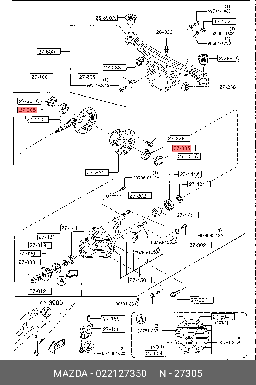 Подшипник ступицы колеса - Mazda 0221-27-350