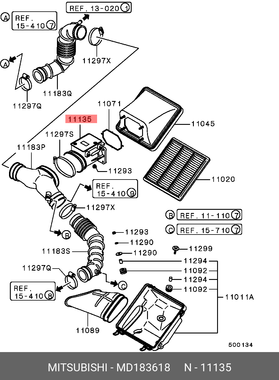 Расходомер воздуха - Mitsubishi MD183618