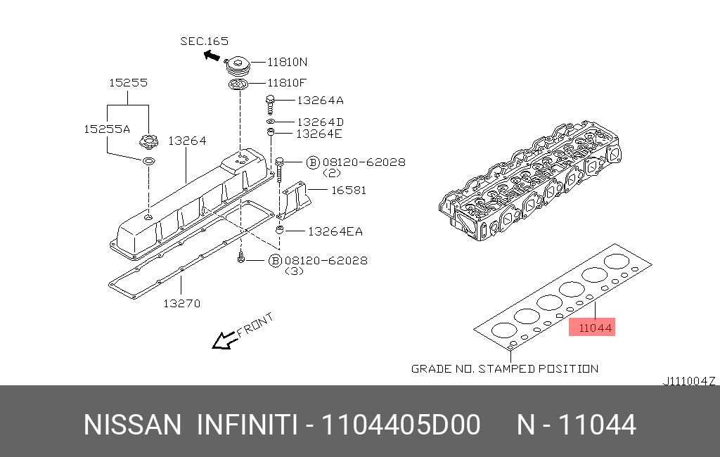 Прокладка головки блока цилиндров - Nissan 11044-05D00