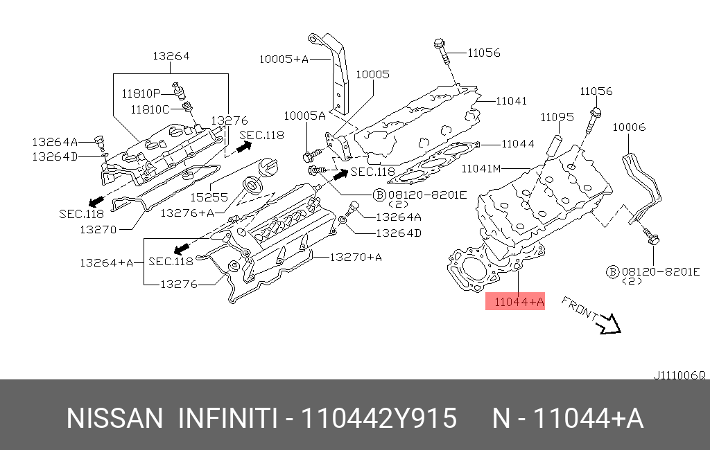 Прокладка головки блока цилиндров - Nissan 11044-2Y915