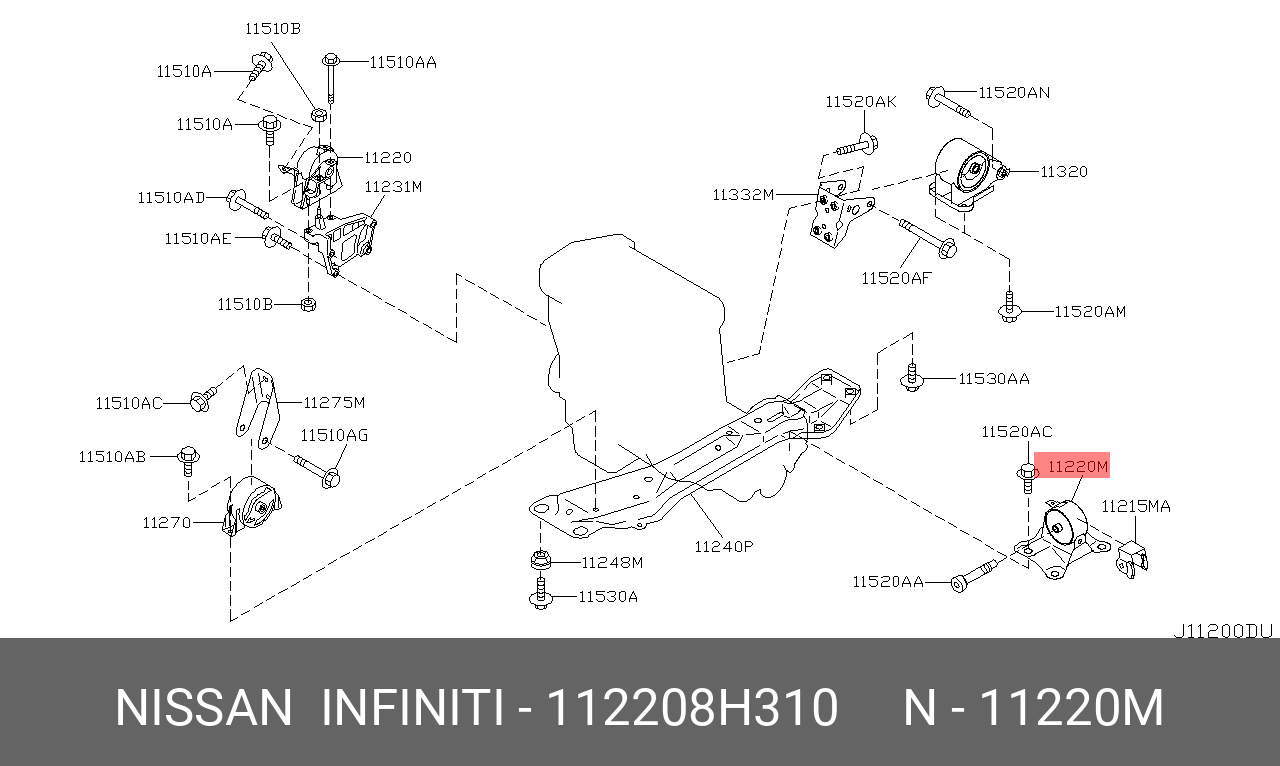 Подушка двигателя | лев | - Nissan 11220-8H310