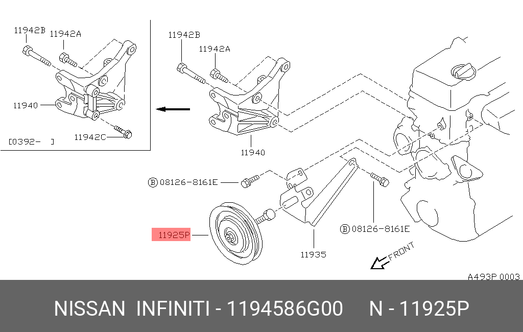 Ролик натяжной навесного оборудования - Nissan 11945-86G00