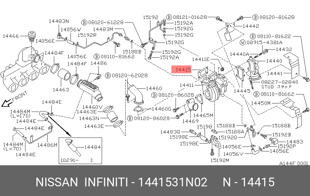 Комплект прокладок головки блока цилиндров - Nissan 14415-31N02