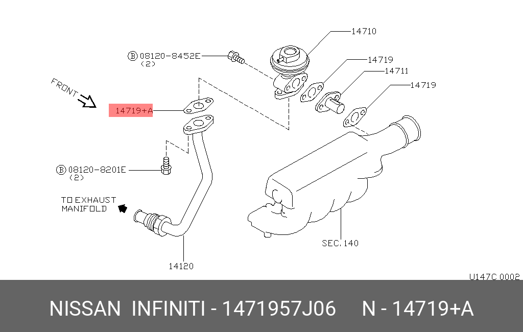 Комплект прокладок головки блока цилиндров - Nissan 14719-57J06