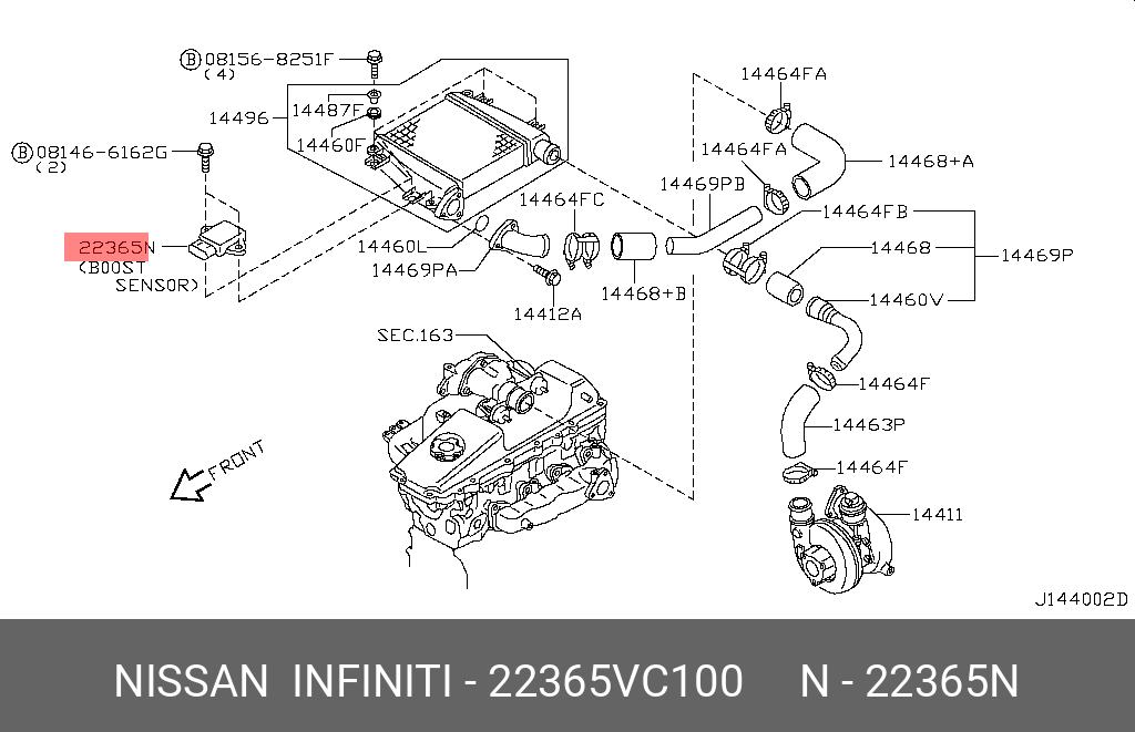 Датчик давления во впускном газопроводе - Nissan 22365-VC100