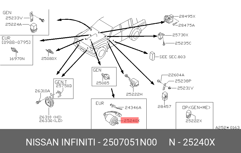 Датчик давления масла - Nissan 25070-51N00