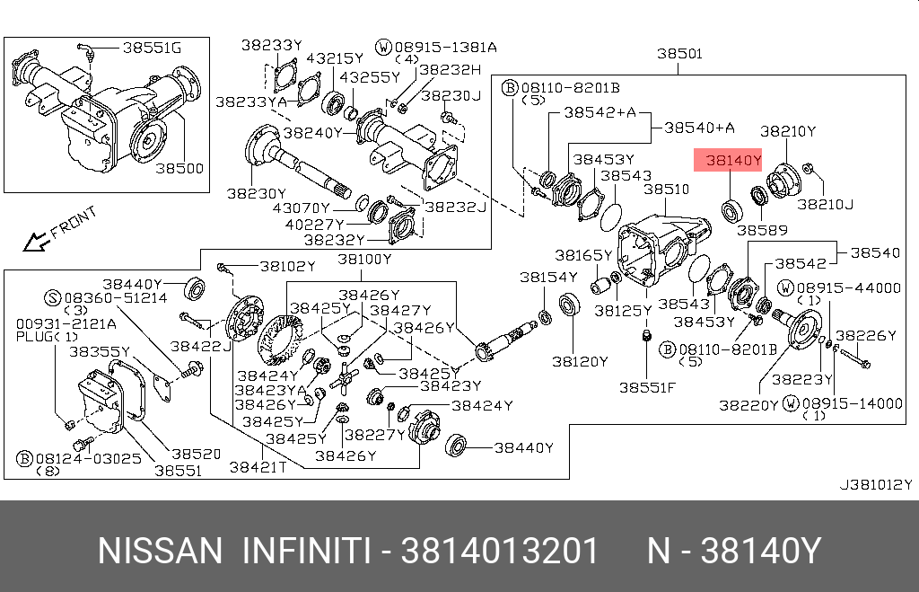 Подшипник ступицы колеса - Nissan 38140-13201