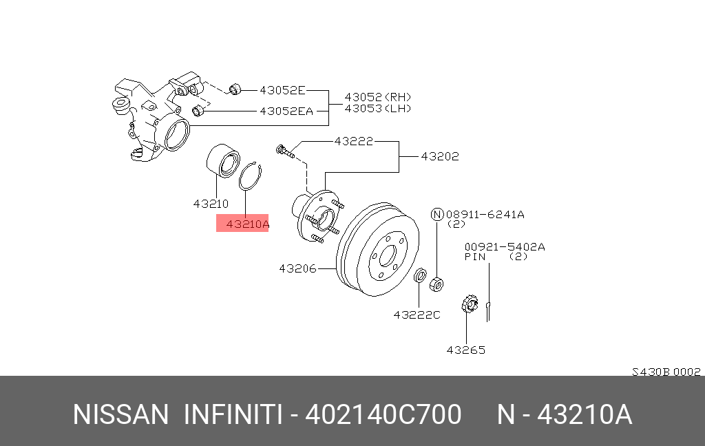 Комплект подшипника ступицы колеса - Nissan 40214-0C700