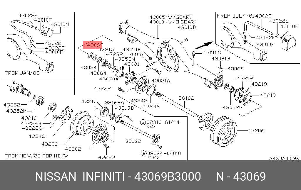 Комплект подшипника ступицы колеса - Nissan 43069-B3000