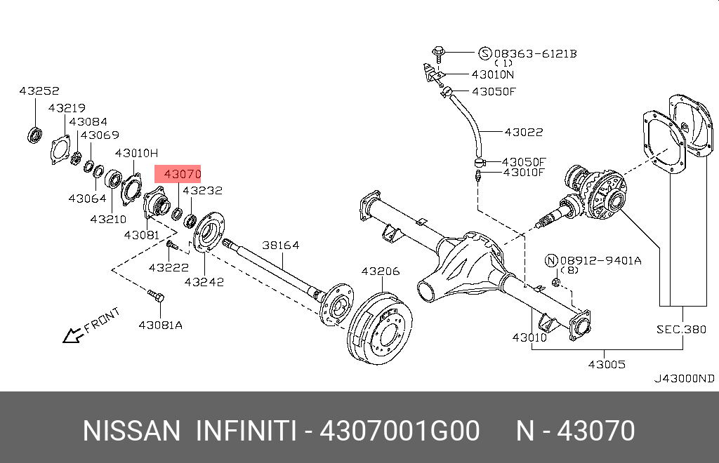 Подшипник ступицы - Nissan 43070-01G00