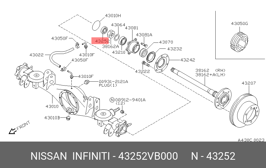 Комплект подшипника ступицы колеса - Nissan 43252-VB000