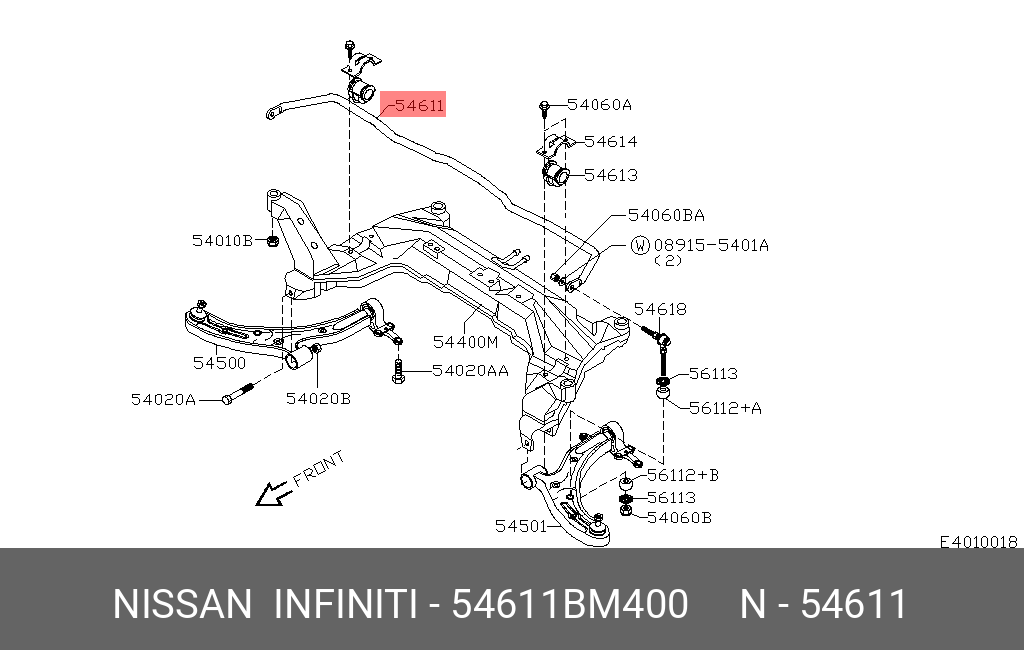 Стабилизатор передний - Nissan 54611-BM400