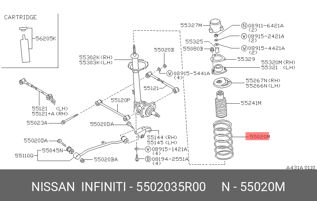 Пружина подвески задней - Nissan 55020-35R00