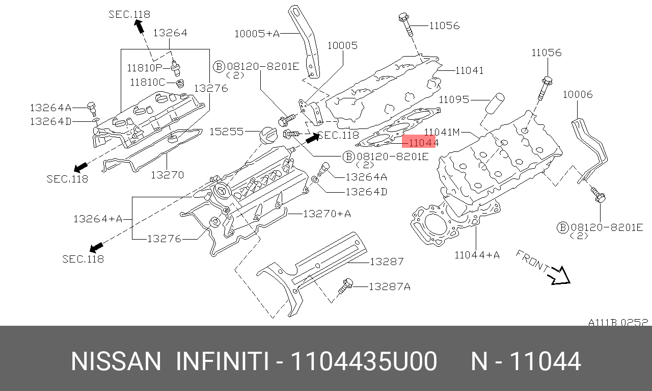 Прокладка головки блока цилиндров - Nissan 11044-35U00