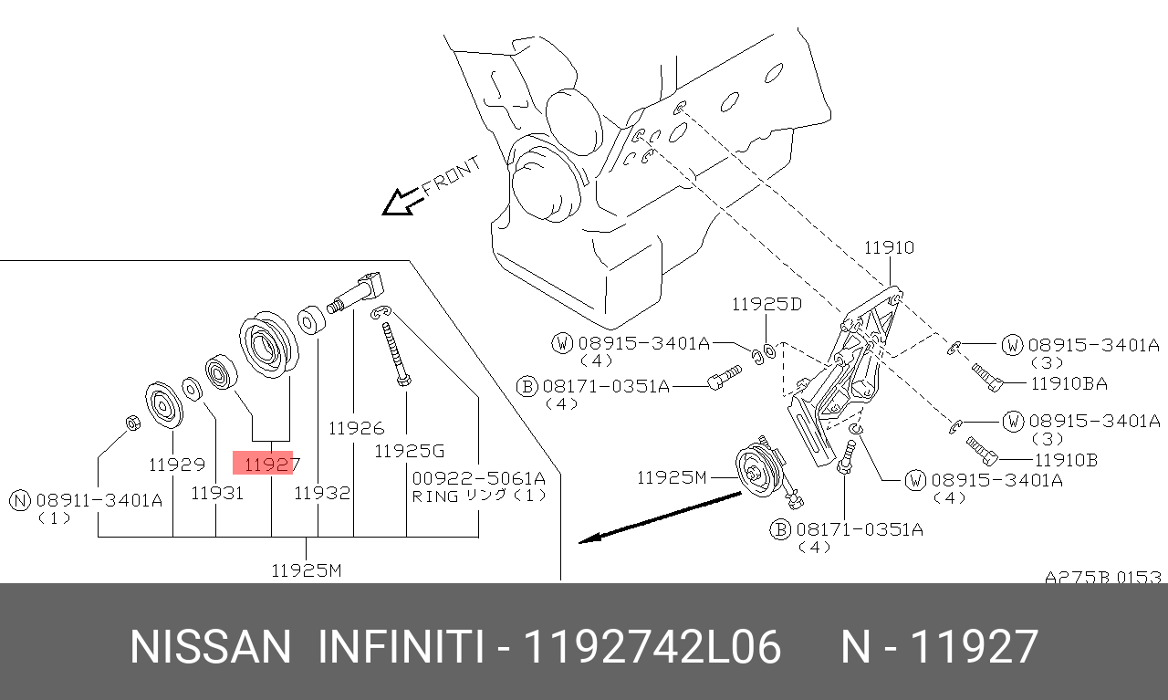 Ролик обводной - Nissan 11927-42L06