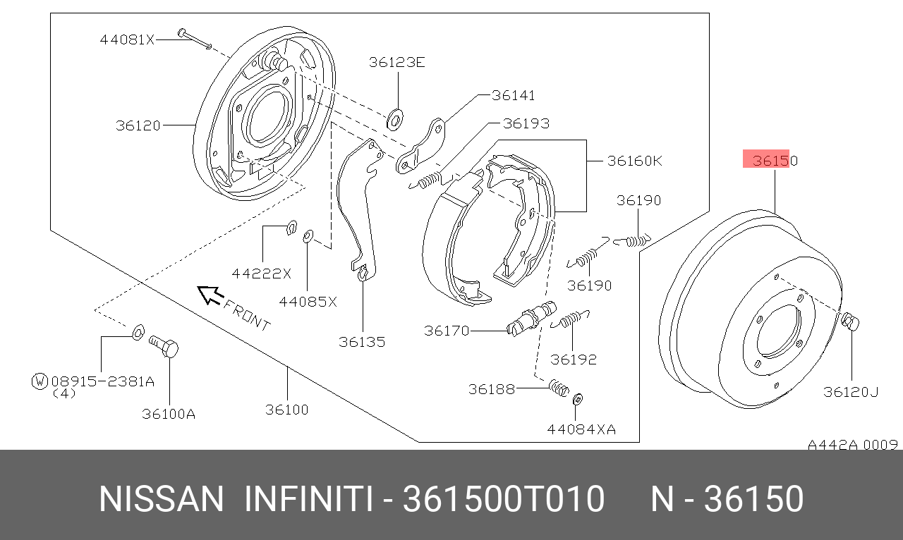 Барабан тормозной - Nissan 36150-0T010