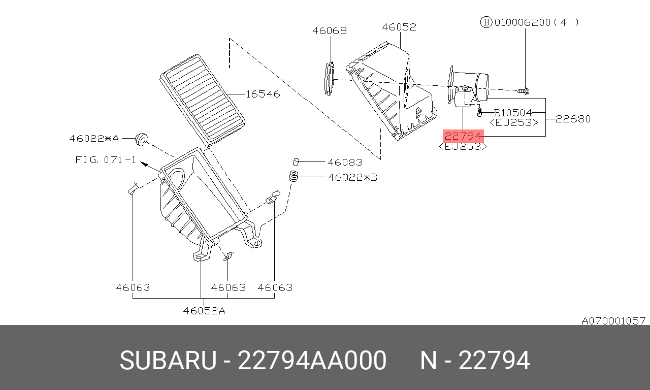 Датчик расхода воздуха - Subaru 22794AA000