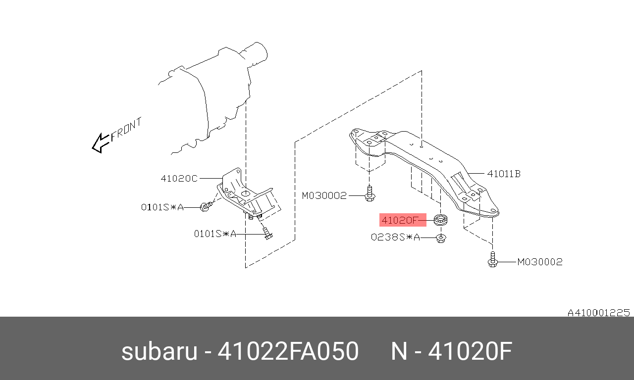 Подушка коробки передач - Subaru 41022FA050
