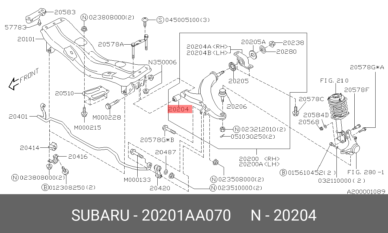 Сайлентблок рычага подвески | перед | - Subaru 20201AA070