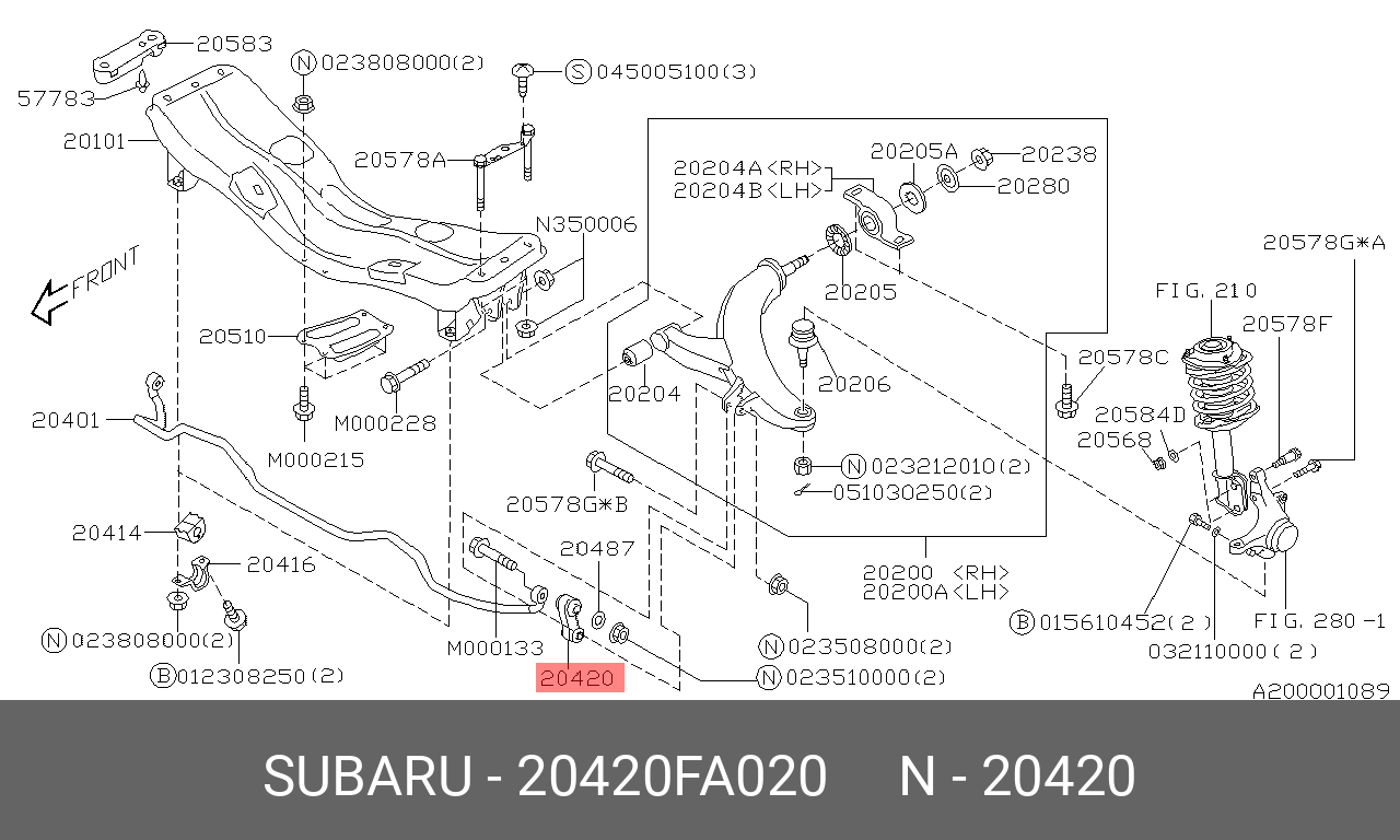 Стойка стабилизатора | перед прав/лев | - Subaru 20420-FA020