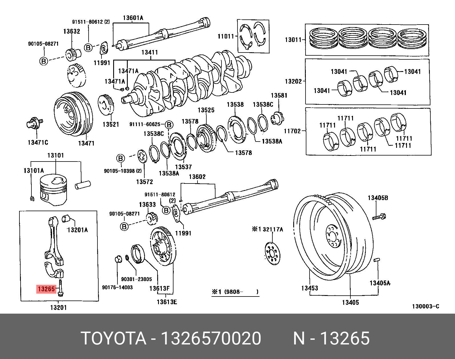 Болт нижней головки шатуна - Toyota 13265-70020