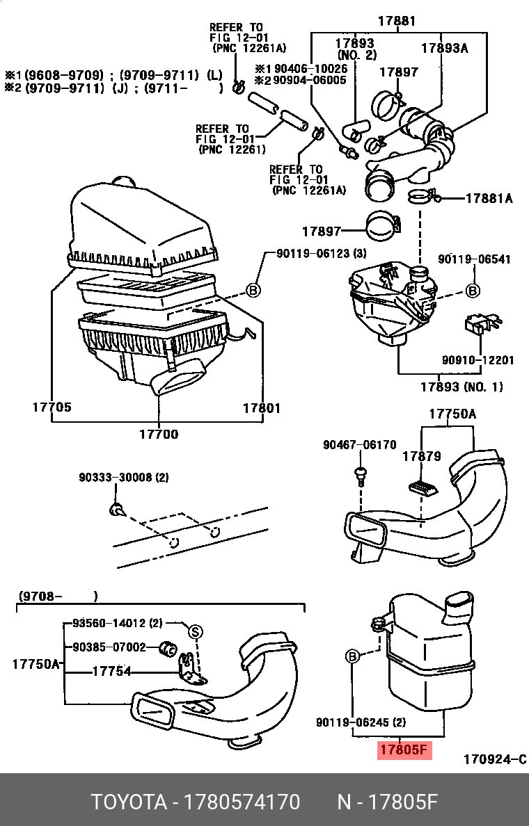 Фильтр воздушный - Toyota 17805-74170
