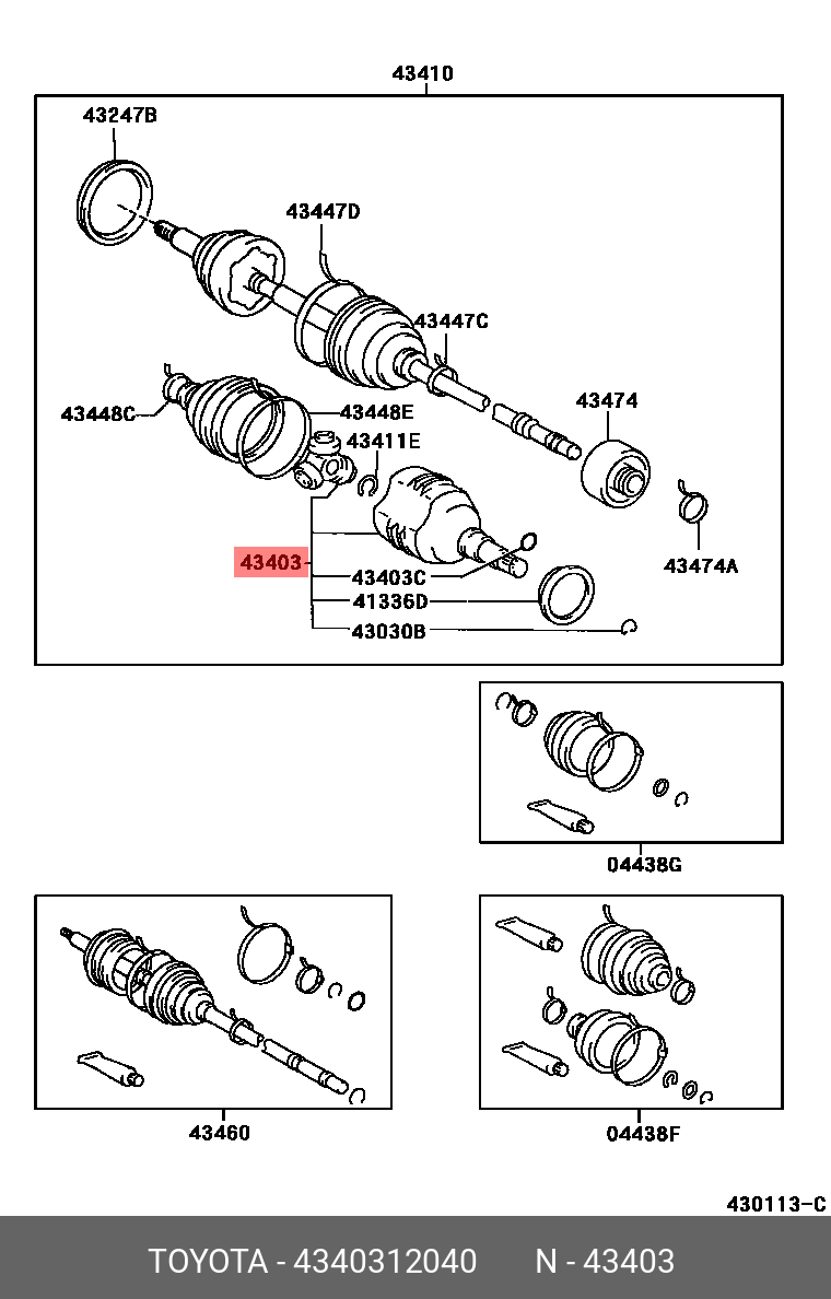 Шрус | перед лев | - Toyota 43403-12040