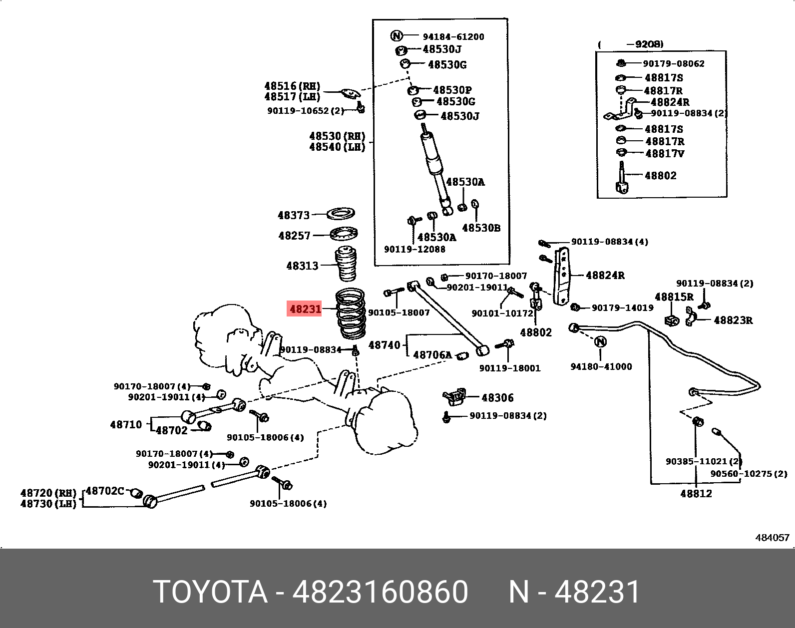 Пружина ходовой части | зад | - Toyota 48231-60860