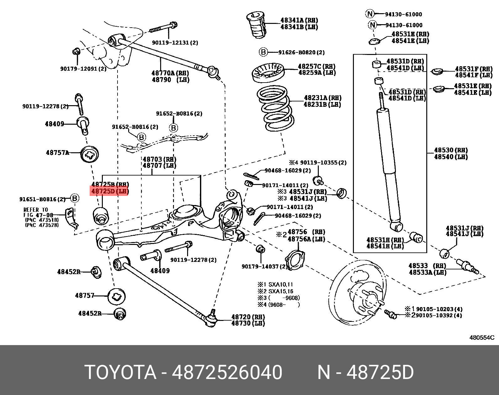 Сайлентблок рычага подвески | зад | - Toyota 48725-26040