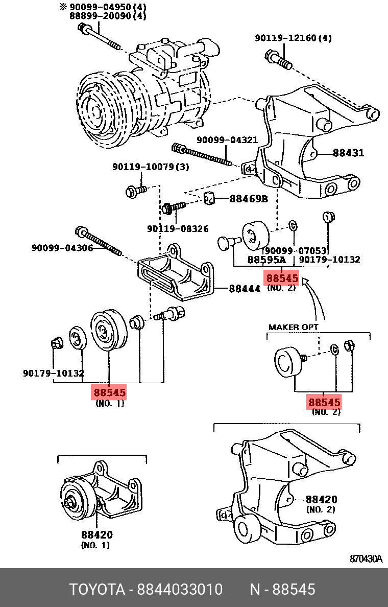 Ролик натяжителя - Toyota 88440-33010
